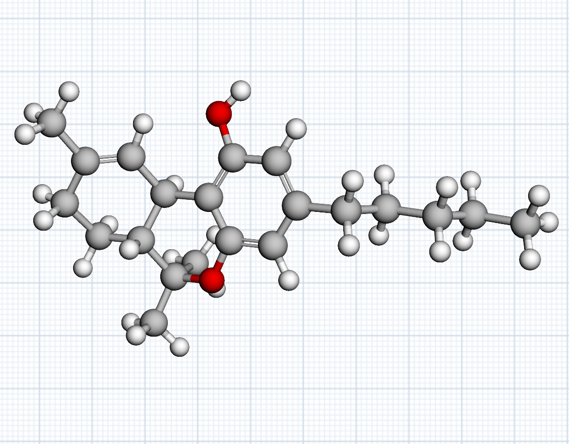 A molecular structure rendered bare on the board as a ball-and-stick model, with its hover toolbar showing the move grip, style dropdown, and edit button